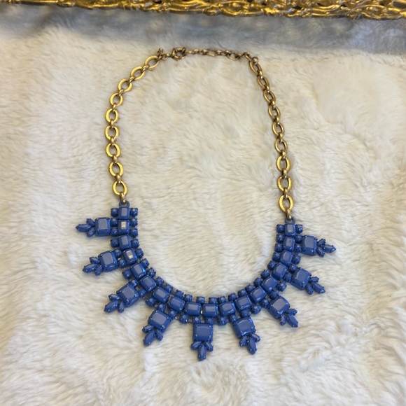 J. Crew Jewelry - 💜J Crew Gold Tone Matte Blue Rhinestone Statement Necklace